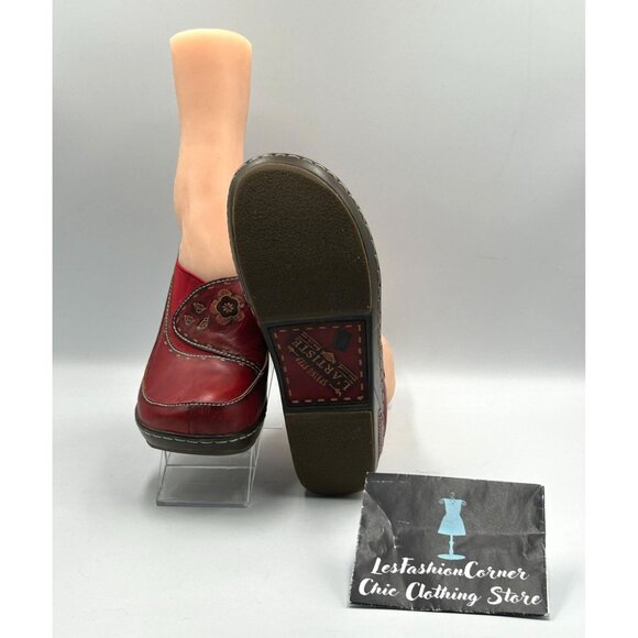 Spring Step L'artiste Women's Red Leather Burbank Slip-On Clogs Sz 7.5 (38) 3113 - Picture 4 of 16